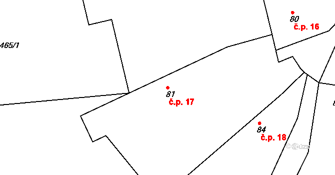 Blažim 17, Neveklov na parcele st. 81 v KÚ Blažim nad Vltavou, Katastrální mapa
