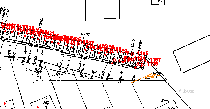 Dobšice 1192 na parcele st. 970/23 v KÚ Dobšice u Znojma, Katastrální mapa