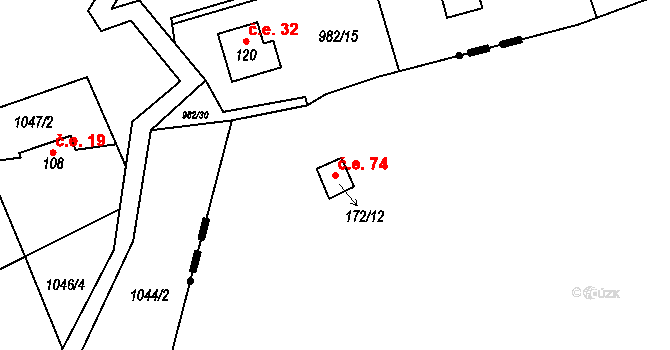 Stružinec 74, Ždírec nad Doubravou na parcele st. 172/12 v KÚ Stružinec, Katastrální mapa