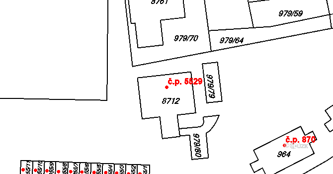 Zlín 5529 na parcele st. 8712 v KÚ Zlín, Katastrální mapa