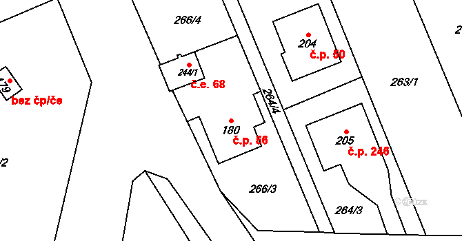 Štěpánov nad Svratkou 56 na parcele st. 180 v KÚ Štěpánov nad Svratkou, Katastrální mapa