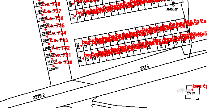 Orlová 38222752 na parcele st. 3201 v KÚ Horní Lutyně, Katastrální mapa