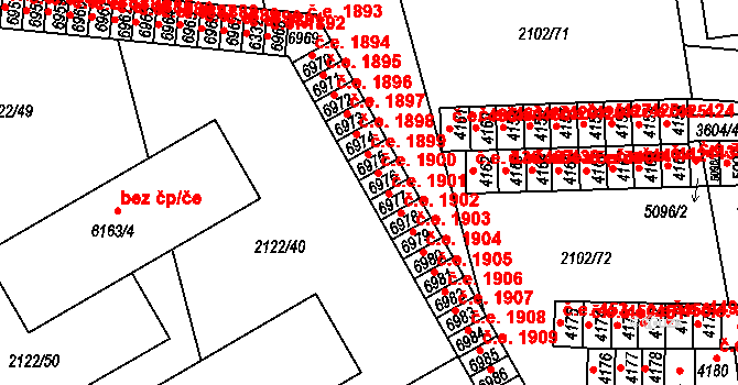 Hodonín 38899752 na parcele st. 6976 v KÚ Hodonín, Katastrální mapa