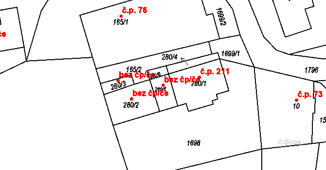 Libchavy 39385752 na parcele st. 280/5 v KÚ Dolní Libchavy, Katastrální mapa