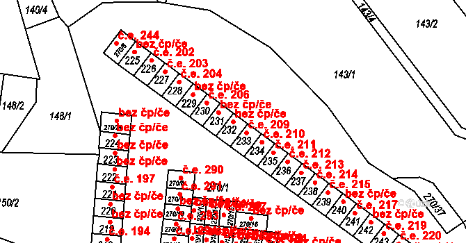 Podbořany 40599752 na parcele st. 232 v KÚ Podbořany, Katastrální mapa