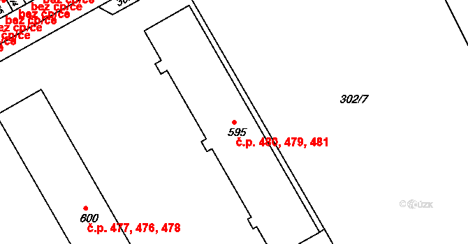 Slavičín 479,480,481 na parcele st. 595 v KÚ Slavičín, Katastrální mapa