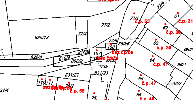 Sedlec 41120752 na parcele st. 107 v KÚ Sedlec u Libochovic, Katastrální mapa