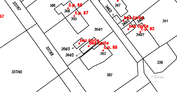 Velké Březno 41438752 na parcele st. 364/2 v KÚ Valtířov nad Labem, Katastrální mapa