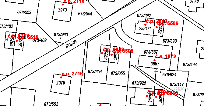 Zlín 2648 na parcele st. 2980/1 v KÚ Zlín, Katastrální mapa