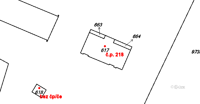 Horní Maxov 218, Lučany nad Nisou na parcele st. 617 v KÚ Horní Maxov, Katastrální mapa