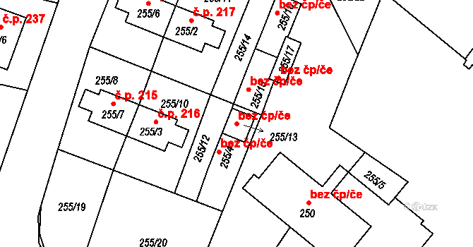 Holubov 42804752 na parcele st. 255/13 v KÚ Holubov, Katastrální mapa