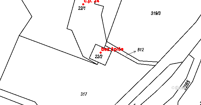 Víchová nad Jizerou 43400752 na parcele st. 22/2 v KÚ Víchovská Lhota, Katastrální mapa