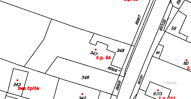 Suché Lazce 54, Opava na parcele st. 347 v KÚ Suché Lazce, Katastrální mapa