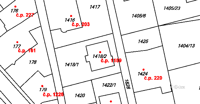 Kylešovice 1159, Opava na parcele st. 1418/2 v KÚ Kylešovice, Katastrální mapa