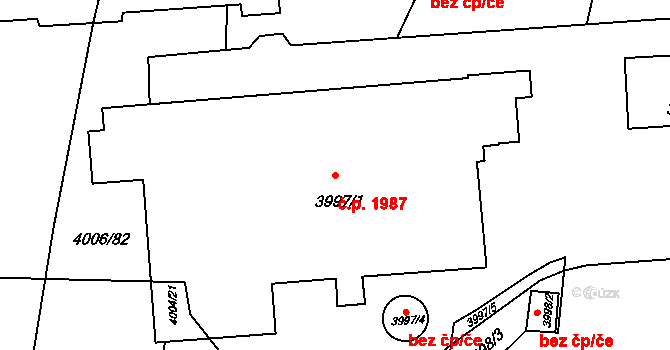 Předměstí 1987, Litoměřice na parcele st. 3997/1 v KÚ Litoměřice, Katastrální mapa