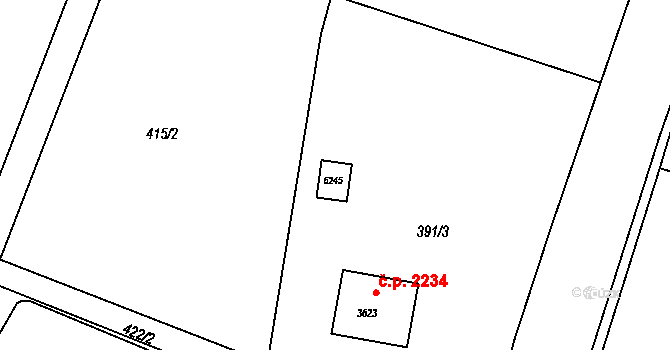 Rožnov pod Radhoštěm 47682752 na parcele st. 6245 v KÚ Rožnov pod Radhoštěm, Katastrální mapa