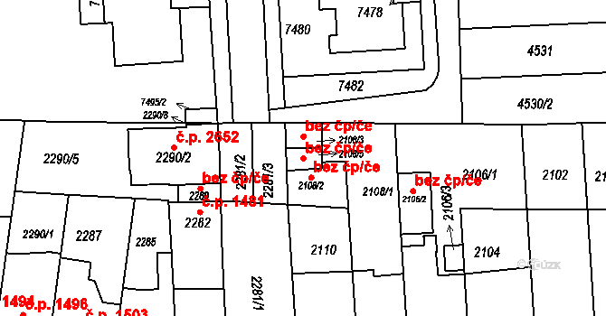 Brno 47763752 na parcele st. 2108/5 v KÚ Líšeň, Katastrální mapa