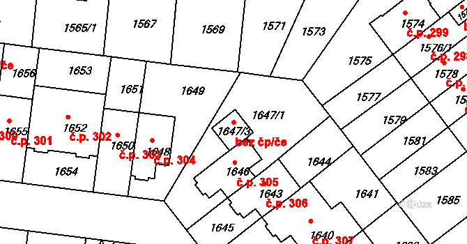 Praha 48324752 na parcele st. 1647/3 v KÚ Střešovice, Katastrální mapa
