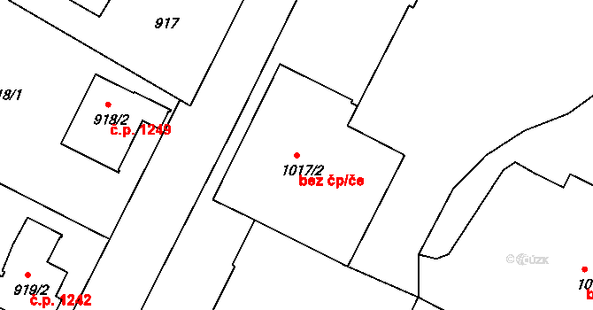 Děčín 49099752 na parcele st. 1017/2 v KÚ Děčín, Katastrální mapa