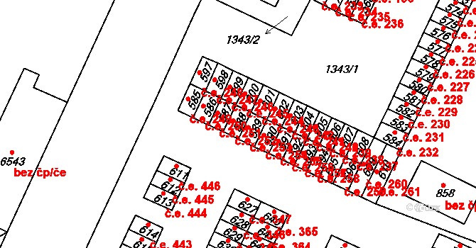 Háje 252, Cheb na parcele st. 588 v KÚ Háje u Chebu, Katastrální mapa