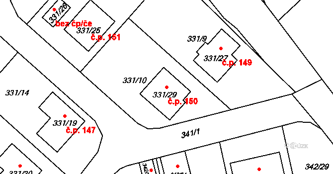 Edrovice 150, Rýmařov na parcele st. 331/29 v KÚ Edrovice, Katastrální mapa