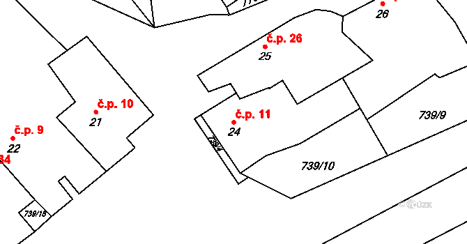 Čenkov 11, Třešť na parcele st. 24 v KÚ Čenkov u Třešti, Katastrální mapa