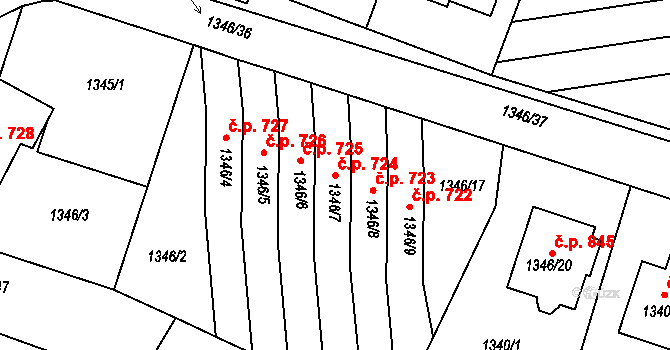 Česká Skalice 724 na parcele st. 1346/7 v KÚ Česká Skalice, Katastrální mapa