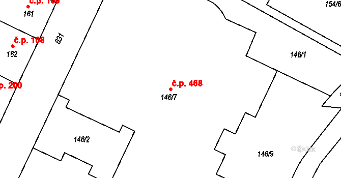 Veleslavín 468, Praha na parcele st. 146/7 v KÚ Veleslavín, Katastrální mapa