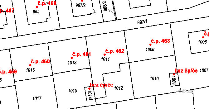 Velké Opatovice 462 na parcele st. 1011 v KÚ Velké Opatovice, Katastrální mapa