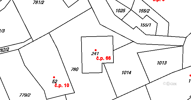 Boubská 66, Vimperk na parcele st. 241 v KÚ Boubská, Katastrální mapa