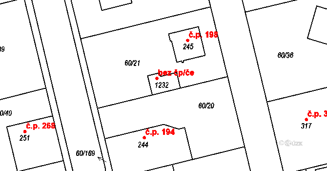 Hovorčovice 93447752 na parcele st. 1232 v KÚ Hovorčovice, Katastrální mapa