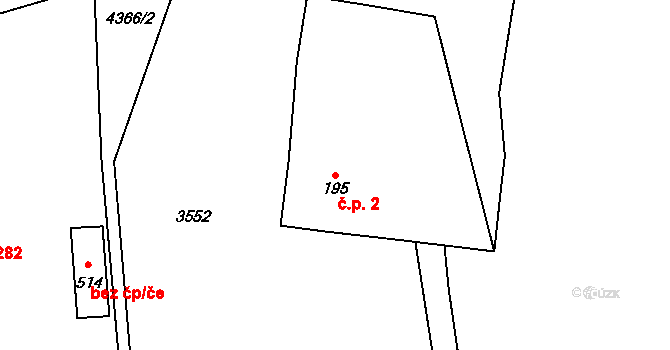 Pěčín 2 na parcele st. 195 v KÚ Pěčín u Rychnova nad Kněžnou, Katastrální mapa