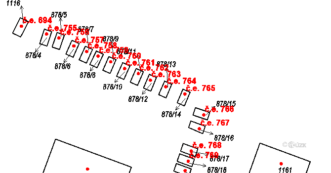 Štítary 764 na parcele st. 878/13 v KÚ Štítary na Moravě, Katastrální mapa