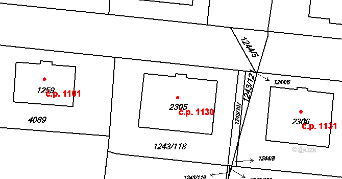 Lipník nad Bečvou I-Město 1130, Lipník nad Bečvou na parcele st. 2305 v KÚ Lipník nad Bečvou, Katastrální mapa