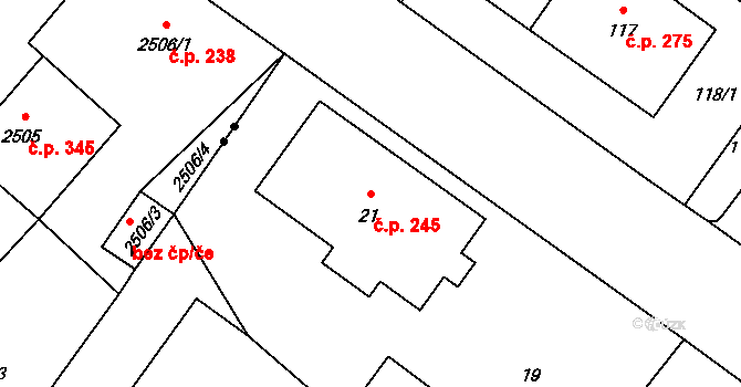 Arnultovice 245, Nový Bor na parcele st. 21 v KÚ Arnultovice u Nového Boru, Katastrální mapa