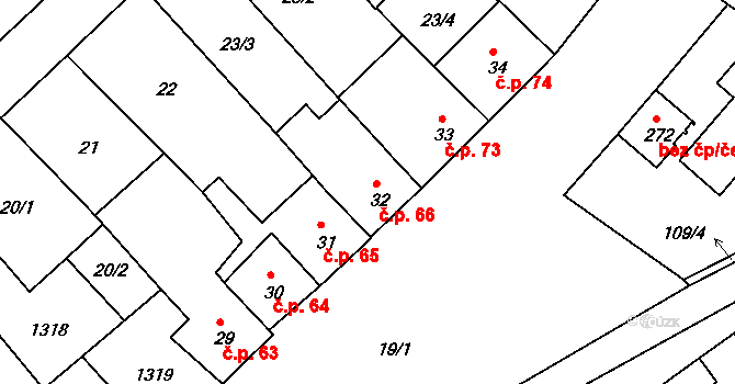 Rostěnice 66, Rostěnice-Zvonovice na parcele st. 32 v KÚ Rostěnice, Katastrální mapa