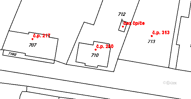 Vrbno pod Pradědem 240 na parcele st. 710 v KÚ Vrbno pod Pradědem, Katastrální mapa