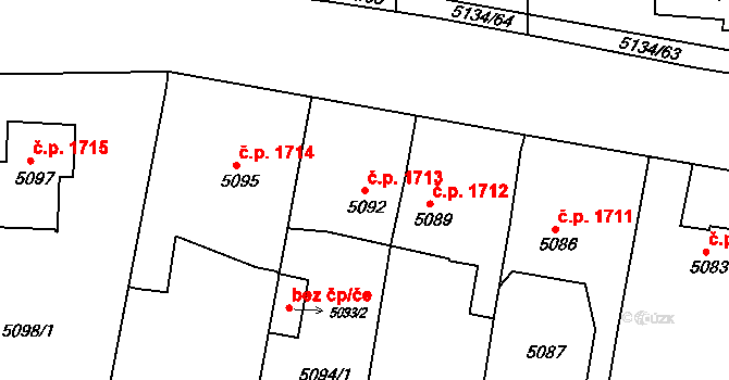 Pod Bezručovým vrchem 1713, Krnov na parcele st. 5092 v KÚ Krnov-Horní Předměstí, Katastrální mapa