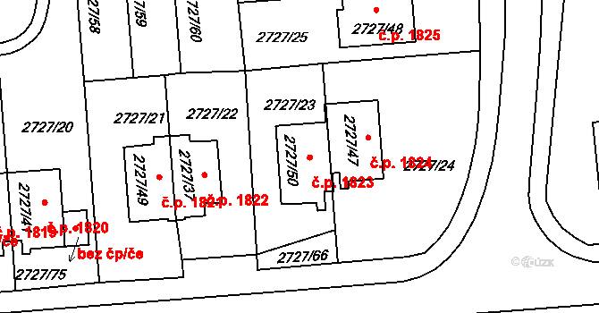 Tachov 1823 na parcele st. 2727/50 v KÚ Tachov, Katastrální mapa
