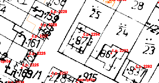 Podlusky 2294, Roudnice nad Labem na parcele st. 873 v KÚ Podlusky, Katastrální mapa