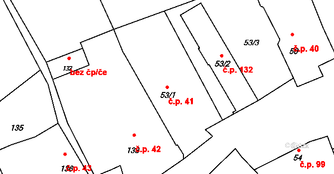 Police 41 na parcele st. 53/1 v KÚ Police u Valašského Meziříčí, Katastrální mapa
