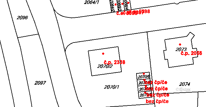 Ústí nad Labem-centrum 2338, Ústí nad Labem na parcele st. 2070/2 v KÚ Ústí nad Labem, Katastrální mapa