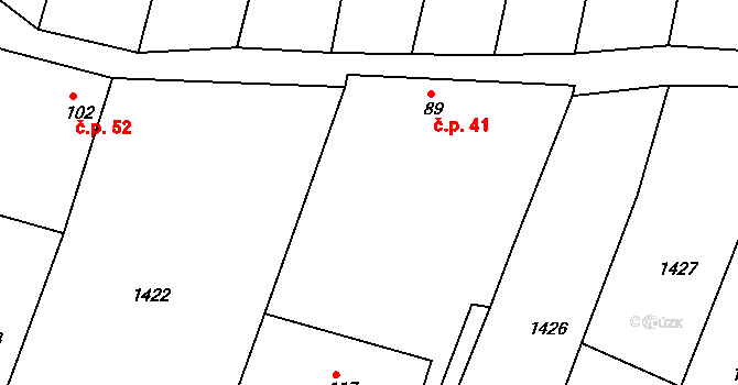 Černýšovice 41 na parcele st. 89 v KÚ Černýšovice, Katastrální mapa