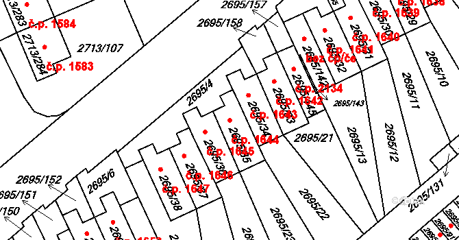 Pelhřimov 1644 na parcele st. 2695/35 v KÚ Pelhřimov, Katastrální mapa