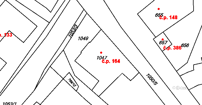 Jablůnka 164 na parcele st. 1047 v KÚ Jablůnka, Katastrální mapa