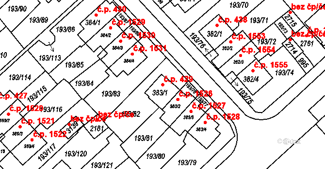 Sezimovo Ústí 429 na parcele st. 383/1 v KÚ Sezimovo Ústí, Katastrální mapa