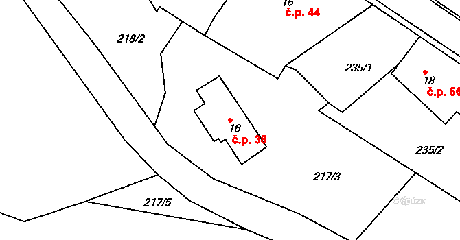Batňovice 36 na parcele st. 16 v KÚ Batňovice, Katastrální mapa