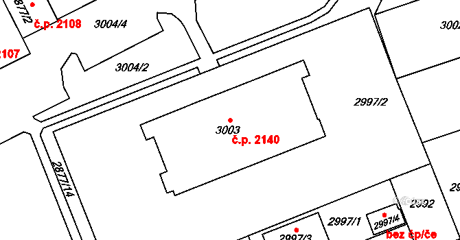 Východní Předměstí 2140, Plzeň na parcele st. 3003 v KÚ Plzeň, Katastrální mapa