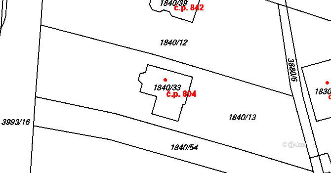 Soběslav III 804, Soběslav na parcele st. 1840/33 v KÚ Soběslav, Katastrální mapa