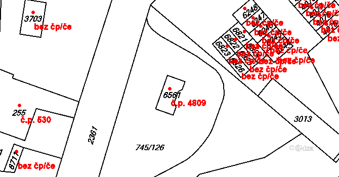 Jablonec nad Nisou 4809 na parcele st. 6561 v KÚ Jablonec nad Nisou, Katastrální mapa